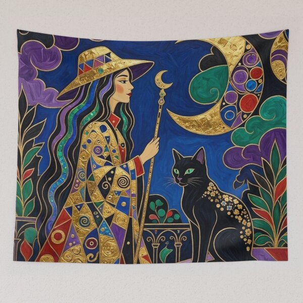 Item preview, Abstract Black Cat and Witch  designed and sold by TheDarkWardrobe.