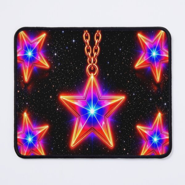 Item preview, Neon Cyber Cosmic Star - Psychedelic Prismatic Astral Amulet designed and sold by Breezes-of-Ida.