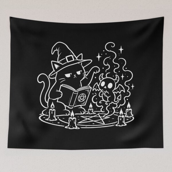 Item preview, Witch Cat Summons a Tiny Demon designed and sold by Blink Art Studio.