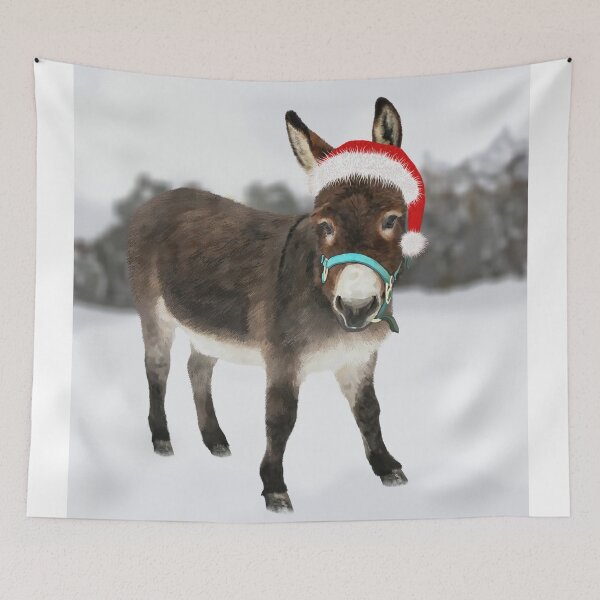 Item preview, Christmas Donkey snow scene illustration Proceeds go to animal charities and rescues designed and sold by AnimalFriends1.