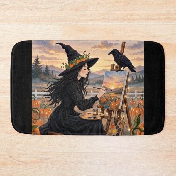 Item preview, Black witch and crow - Sunset Painter designed and sold by DibujandoPorfa.