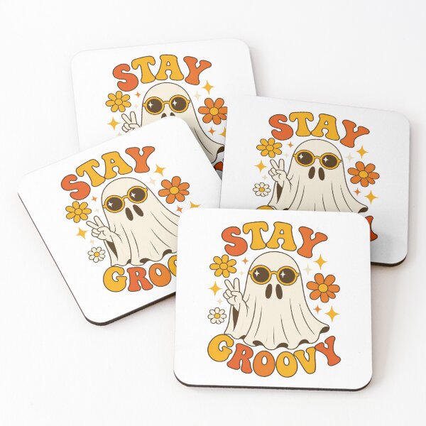 Item preview, Stay Groovy Ghost – Retro 70s Halloween Peace Sign & Vintage Sunglasses designed and sold by Alchemy8House.