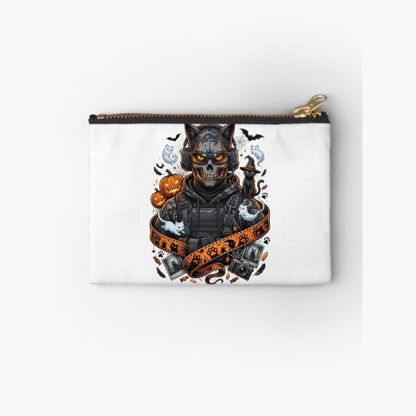Item preview, Halloween Tactical Skull Cat Pumpkin Squad Design designed and sold by Retro Whiskers.