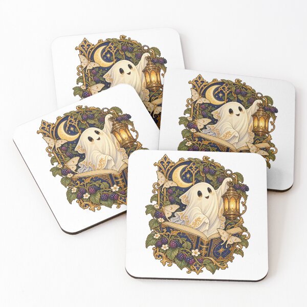 Item preview, Ghost Librarian Moonlit Lantern Reading Art designed and sold by TeNovaStudio.