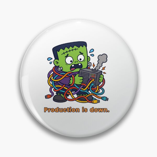 Artikelvorschau, Die Produktion ist im Keller – Frankenstein DevOps Humor entworfen und verkauft von serjcypher.