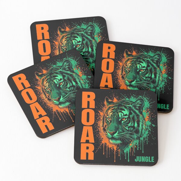 Item preview, Roar Jungle Tiger - Neon Splatter Tiger Head Art designed and sold by Dogandesighn.