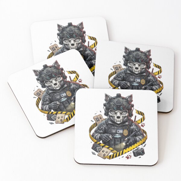 Item preview, SWAT Skull Cat Tactical Crime Scene Investigator designed and sold by Retro Whiskers.