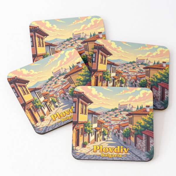 Item preview, Plovdiv Bulgaria – Vintage Old Town Travel Poster designed and sold by LSVart.