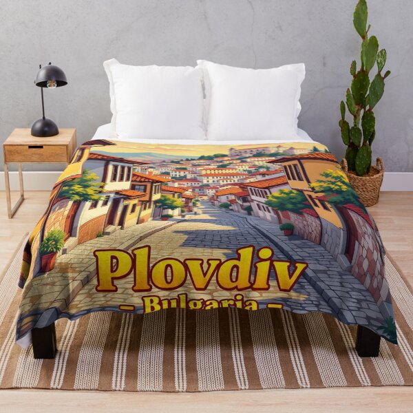 Item preview, Plovdiv Bulgaria – Vintage Old Town Travel Poster designed and sold by LSVart.
