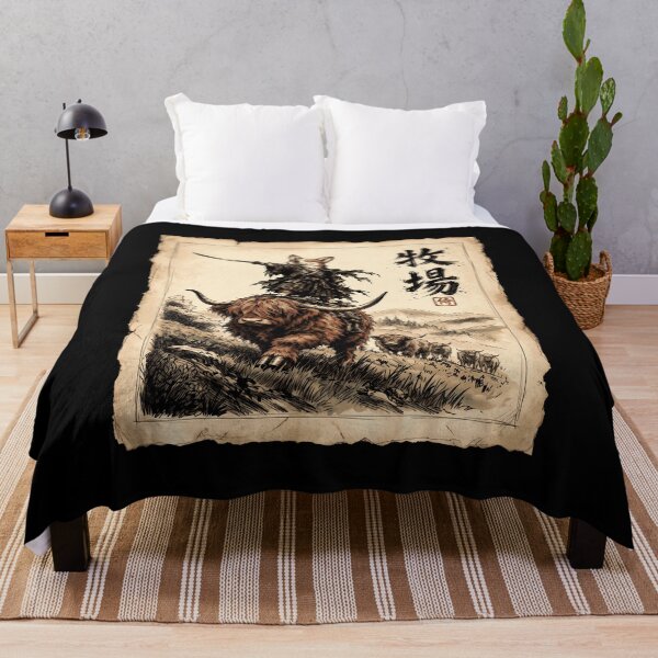 Artikelvorschau, Corgi Samurai reitet Hochlandrind – Vintage-Kunst aus Japan entworfen und verkauft von gunaone-design.
