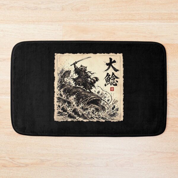 Item preview, Raccoon Samurai Riding Giant Catfish Vintage Japanese Art designed and sold by gunaone-design.