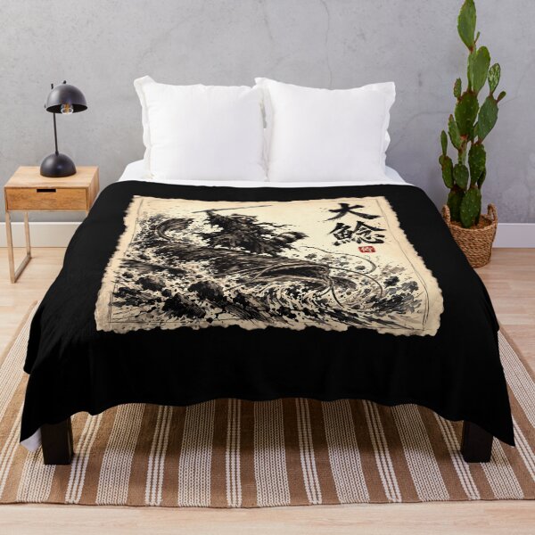 Item preview, Raccoon Samurai Riding Giant Catfish Vintage Japanese Art designed and sold by gunaone-design.
