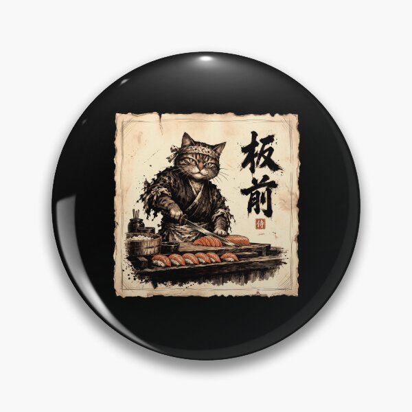 Item preview, Samurai Cat Sushi Chef Japanese Food Art designed and sold by gunaone-design.