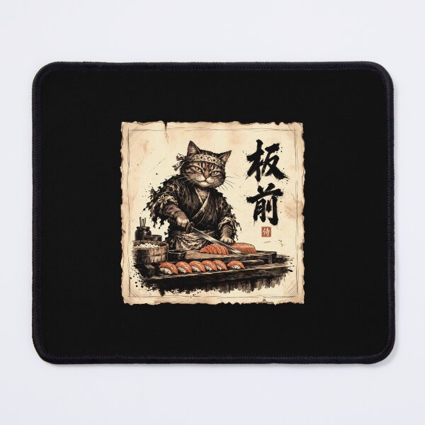Item preview, Samurai Cat Sushi Chef Japanese Food Art designed and sold by gunaone-design.