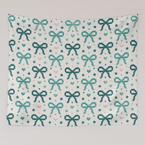 Item preview, Emerald Green Coquette Bows Cross Stitch Pattern designed and sold by GangisHouse.