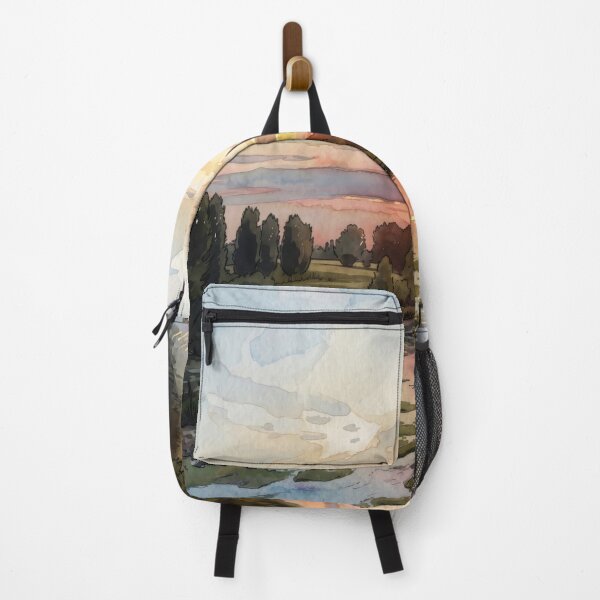 Item preview, Loire River Sunset Reflection — French Landscape digital Watercolor born frm real photography designed and sold by M.ALK.Watercolor.