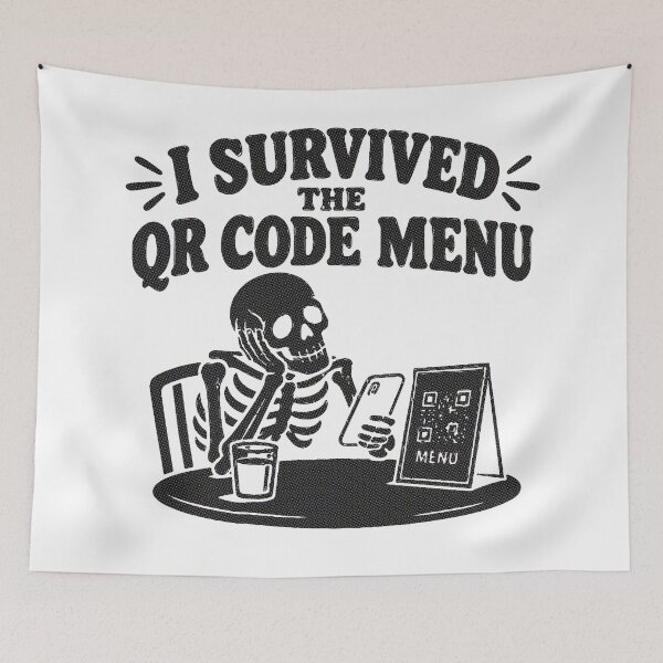 Item preview, I Survived The QR Code Menu - (black print) designed and sold by R-A Designs.