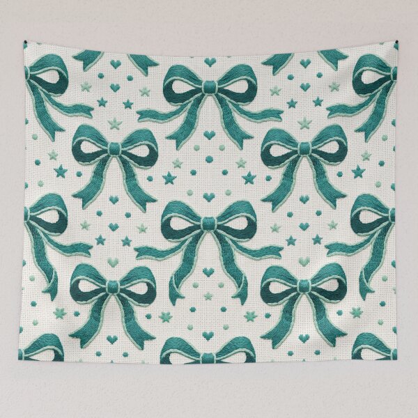 Item preview, 3D Embroidered Emerald Green Coquette Ribbon Bows designed and sold by GangisHouse.