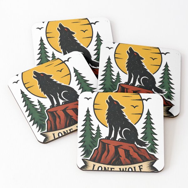Item preview, Lone Wolf Mountain Ridge Traditional Tattoo Flash designed and sold by Hatchrow.