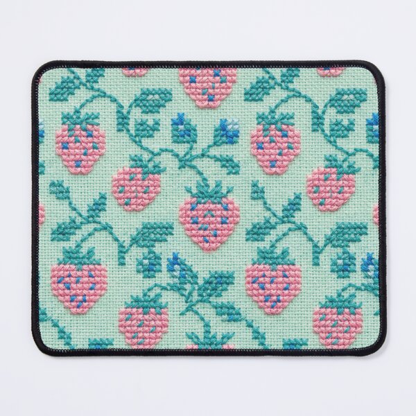 Item preview, Pink Strawberry Cross Stitch Mint Green Pattern designed and sold by GangisHouse.