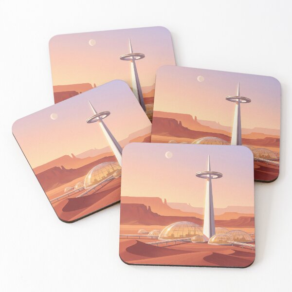 Item preview, Retro Glass Dome Colony on Red Planet Vintage Sci-Fi Art designed and sold by Islaelswhere.