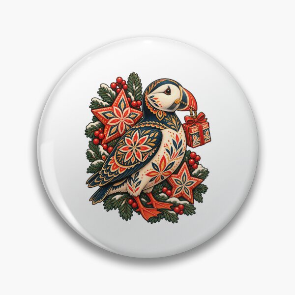 Item preview, Puffin Christmas Star Pysanky Ornament Art designed and sold by TeNovaStudio.