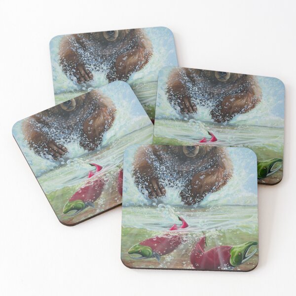 Item preview, Pursuit - Bear Chasing Salmon designed and sold by EvaCreature.