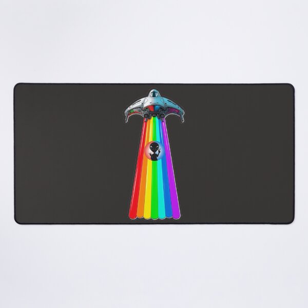 Item preview, Spaceship UFO with Rainbow Trail Illustration designed and sold by MargaretPolanco.