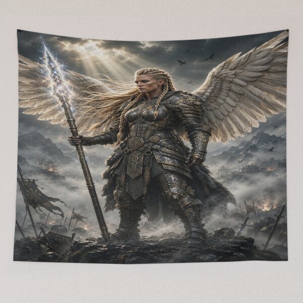 Item preview, Epic Norse Valkyrie Golden Warrior Art designed and sold by JMAVILA ART.