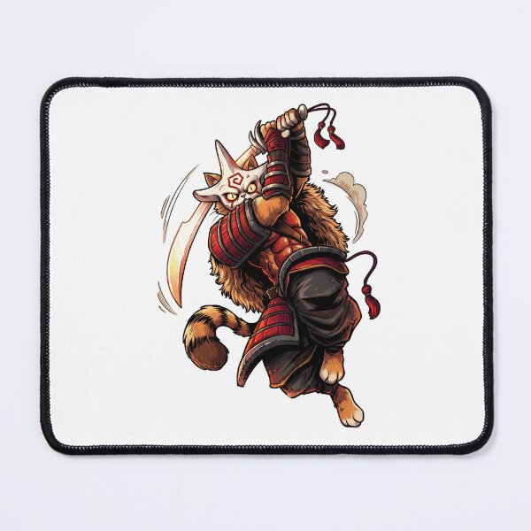 Item preview, Samurai Cat Warrior Fox Mask Japanese Sword Art designed and sold by Retro Whiskers.