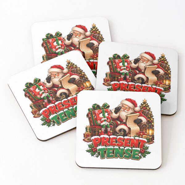 Item preview, Present Tense – Funny Christmas Pun with Santa and Nervous Gift designed and sold by SVALANART.