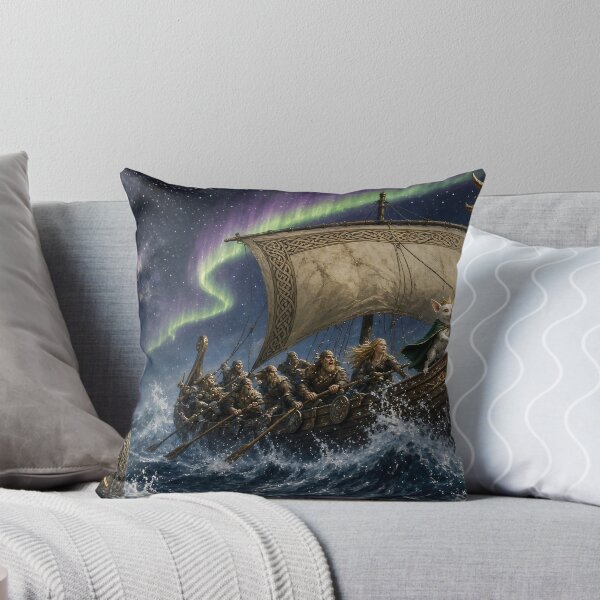 Item preview, Joshi, King of the Northern Seas - The White Chihuahua King at the Dragon Prow of a Viking Longship designed and sold by KGOart.