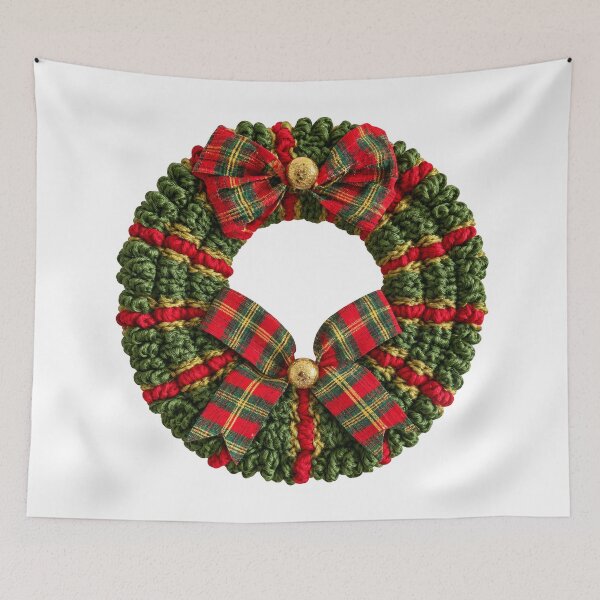 Item preview, Vintage Christmas Tree Tartan Holiday Curly Wreath designed and sold by scicilysimonee.