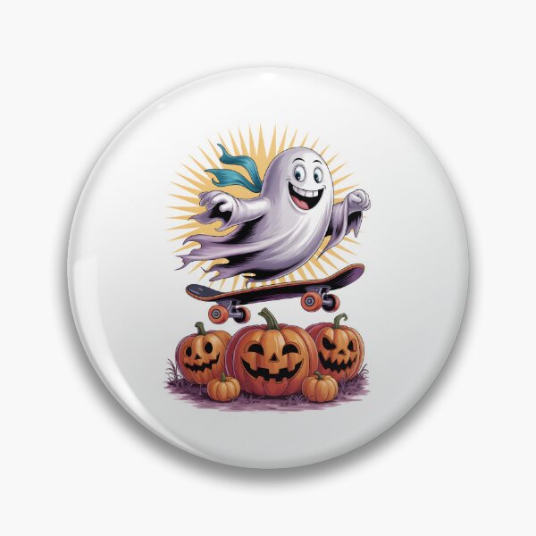 Item preview, Skater Ghost Skateboarding – Halloween Pumpkin Ollie Trick Art designed and sold by jkrphoto.