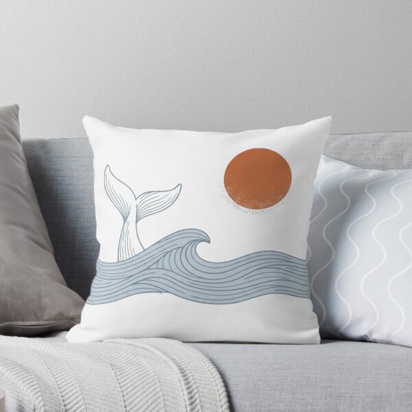 Item preview, Minimalist Whale Tail Ocean Waves Sunset, Boho Coastal Marine Life Line Art designed and sold by raedattia.