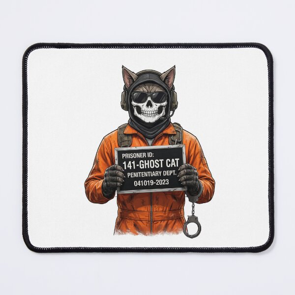Item preview, Ghost Cat Prisoner Mugshot 141 Orange Jumpsuit Design designed and sold by Retro Whiskers.