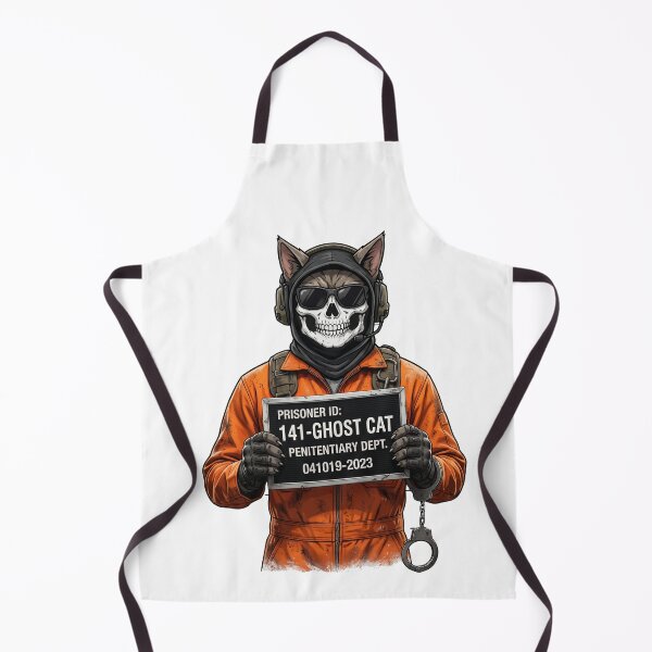 Item preview, Ghost Cat Prisoner Mugshot 141 Orange Jumpsuit Design designed and sold by Retro Whiskers.