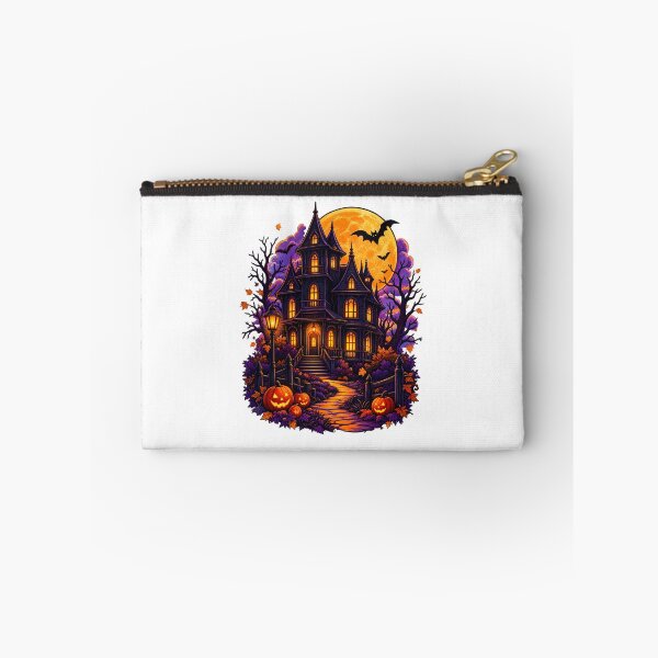 Item preview, Haunted Victorian House Under Orange Full Moon | Spooky Halloween Bats Pumpkins Gothic Autumn Art designed and sold by stillhereworks.