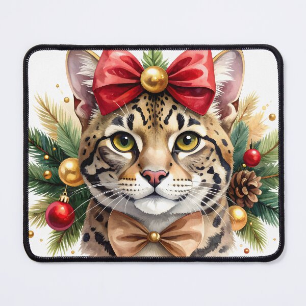 Item preview, Watercolor Christmas Leopard Portrait designed and sold by BetweenForms.