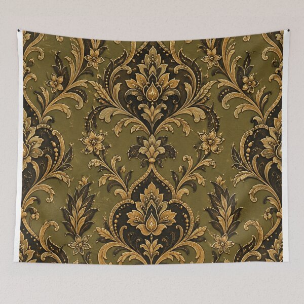 Item preview, Golden baroque damask pattern designed and sold by urbanshop7.