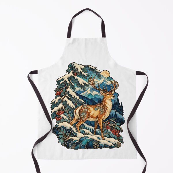 Item preview, Winter Deer Snowy Fir Silk Batik designed and sold by TeNovaStudio.