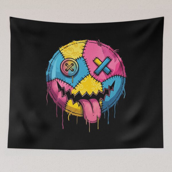 Item preview, Patchwork Scary Face Colorful Voodoo Doll Halloween Design designed and sold by Retro Whiskers.
