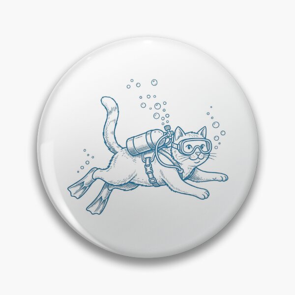 Item preview, Vintage Scuba Diving Cat with Flippers and Mask, Funny Kitty Ocean Diver Illustration designed and sold by raedattia.