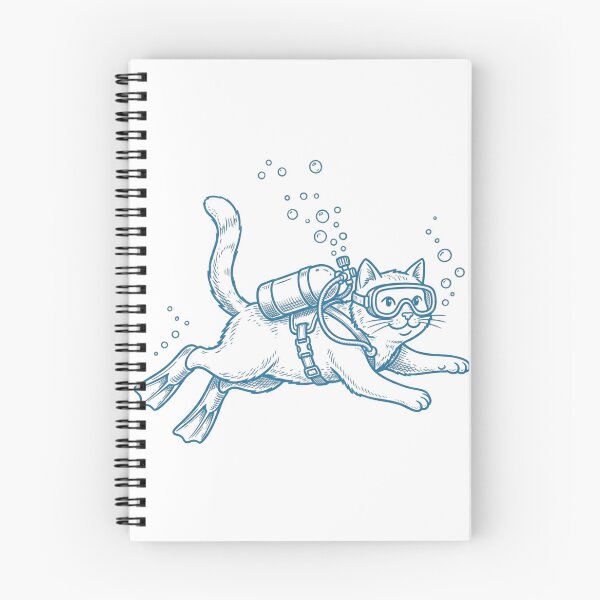Item preview, Vintage Scuba Diving Cat with Flippers and Mask, Funny Kitty Ocean Diver Illustration designed and sold by raedattia.