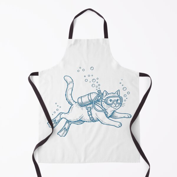 Item preview, Vintage Scuba Diving Cat with Flippers and Mask, Funny Kitty Ocean Diver Illustration designed and sold by raedattia.