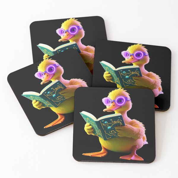 Item preview, Minimalist Cyberpunk Duck Reading Glowing Microchip Book designed and sold by Cyber Gold Studio.