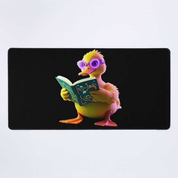 Item preview, Minimalist Cyberpunk Duck Reading Glowing Microchip Book designed and sold by Cyber Gold Studio.
