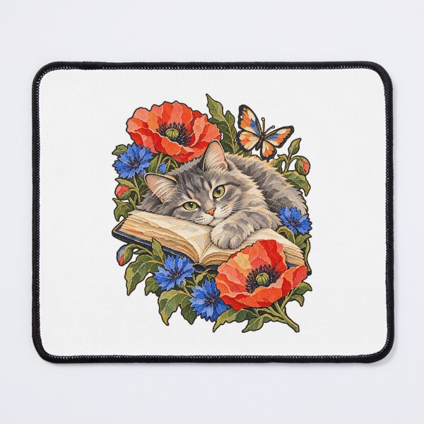Item preview, Cat Reading Flower Garden Torn Paper designed and sold by TeNovaStudio.