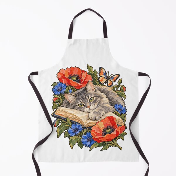 Item preview, Cat Reading Flower Garden Torn Paper designed and sold by TeNovaStudio.