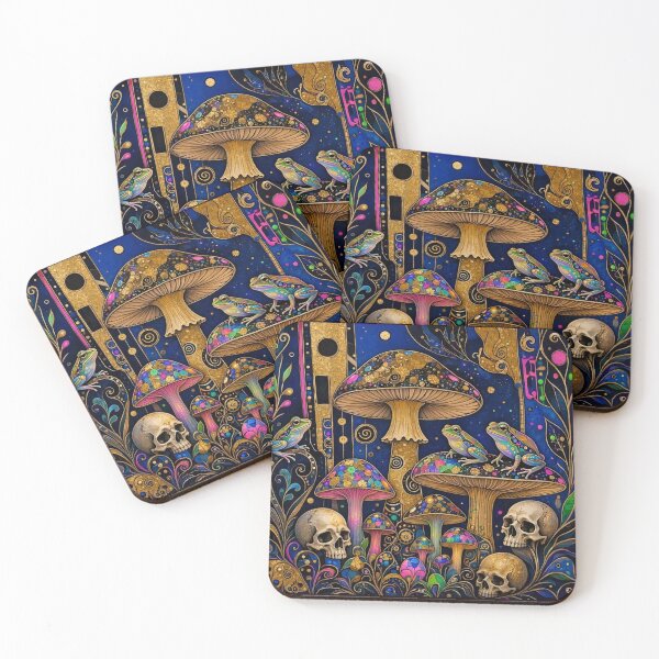 Item preview, Psychedelic Mushrooms Frogs and Skulls  designed and sold by TheDarkWardrobe.